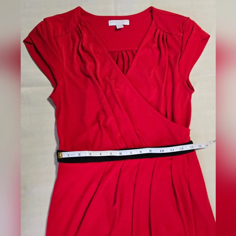 New York & Company Red Ruched One Shoulder Cocktail Dress